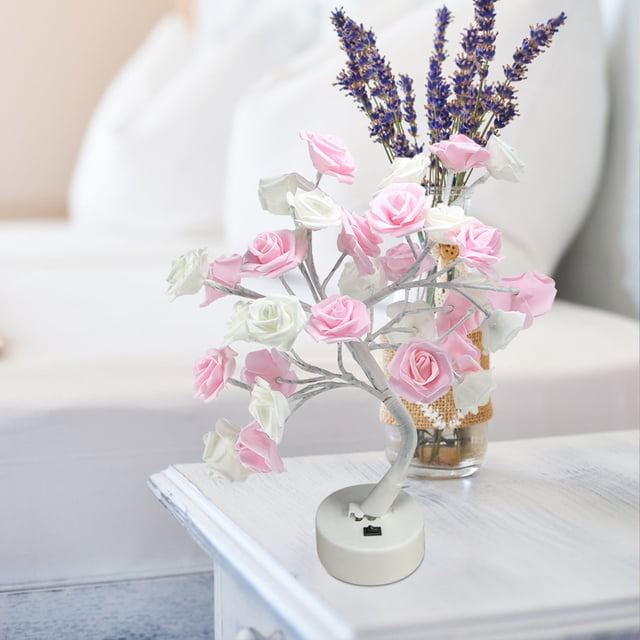 Beautiful Rose Bouquet LED Tree Table Lamp Lights Party Wedding Home Decor Gift