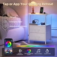 thumbnail image 4 of Eunos 2 Drawer White Small Nightstand with Charging Station, LED and Open Shelf for Bedroom, 4 of 8