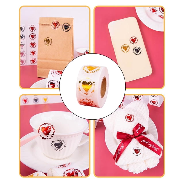 Valentines Day Gifts,Small Gift Bags,Heart Stickers Roll 1 Inch Valentines Day Love Shape Labels Waterproof Removable for Crafts Envelopes Boxes Gift Tags Bags Wedding 500 Pcs,Valentine Gift Bags