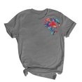 thumbnail image 4 of Pisexur Hauts de Printemps pour Femmes 2025, Hauts pour Femmes, Hauts de Sortie pour Femmes, Hauts pour Dames Mode Imprimé Manches Courtes Blouse Col Rond T-Shirt Gris, 2TG, 4 of 5
