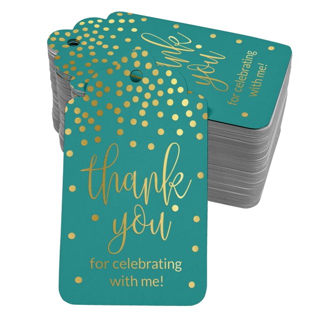 Inkdotpot Real Gold Foil ThankYou For Celebrating With Me Birthday Tags Favor Hang Paper Tags 100 Pack