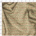 thumbnail image 4 of Soimoi Beige Modal Satin Fabric Cedar Tree & Fox Animal Printed Fabric 1 Yard 42 Inch Wide, 4 of 5