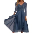thumbnail image 1 of WTXUE Robe à Manches Longues, Robe Décontractée à Manches Longues Imprimée en Chiffon avec Coutures pour Femme, Robe Bleu Marine pour Femme, Bleu Marine TG, 1 of 8