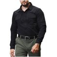 thumbnail image 1 of Men's Fashion Casual Solid Color Buttons Pockets Long Sleeve Turndown Collar Blouse RXIRUCGD Noir, Taille: L, 1 of 6