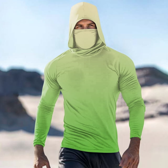 Handshe Chandail à Capuchon d'Été pour Homme à Imprimé Soleil, Léger et Respirant, Protection Solaire UPF 50+, Manches Longues, pour la Randonnée, la Course et les Activités de Plein Air, Grande Taille