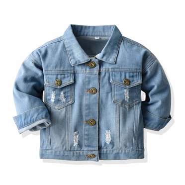 EGNMCR Manteau et Vestes en Denim à Manches Longues Sans Capuche pour Enfants Enfants Chemise pour Tout-Petit Veste en Denim à Manches Longues Bébé Garçons Filles Chemise Manteau d'Automne Manteau Fille