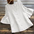 thumbnail image 1 of Hauts d'Été Grande Taille pour Femmes Mode Couleur Unie Col Rond Manches Courtes T-Shirt Assorti Col en V Femmes en Solde, 1 of 9