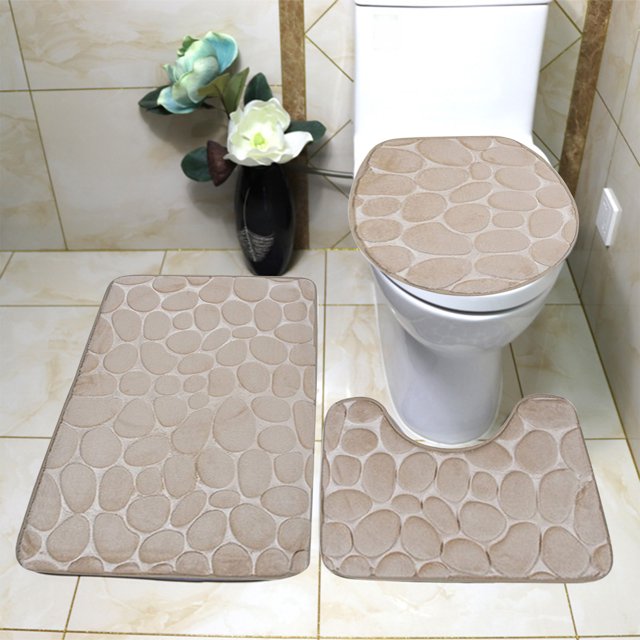 LSLJS Bathroom Rugs Sets 3 Piece Bathroom Carpet, Super Soft Non Slip Bathtub Carpet and Absorbent Bath Mat, Bathroom Carpet, Plush Bath Mat for Bathroom