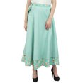 thumbnail image 1 of Phagun Jupe Portefeuille Longue Réversible en Coton Vert Menthe à Imprimé Floral, Couvre-Maillot, 1 of 6