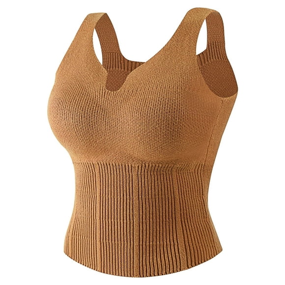Débardeur Chaud pour Femmes avec Coussin de Poitrine en Peluche et Ajustement Épais et sous-Vêtement Chaud Sans Couture
