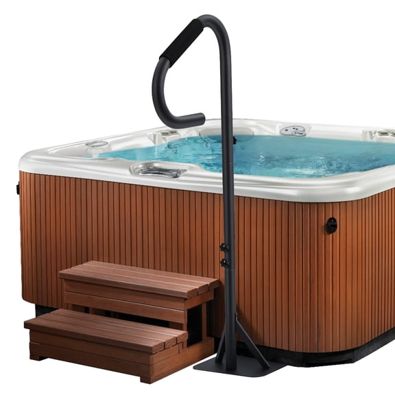 Hot Tub Handrail, 360° Rotatable Spa Side Handrail with 35"～57 in Adjustable Height, Hot Tub Hand Rail with Slide-Under Base and Non-Slip Grip for Indoor