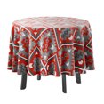 thumbnail image 1 of Vargottam Indoor/OutdoorRoundTablecloth 58 InchRoundTablecloth Imperméable à l'eau PatioTableCoupes, Printemps/ÉtéPour Backyard CircularTable/Bbqs/Picnic -Red & Gray, 1 of 8