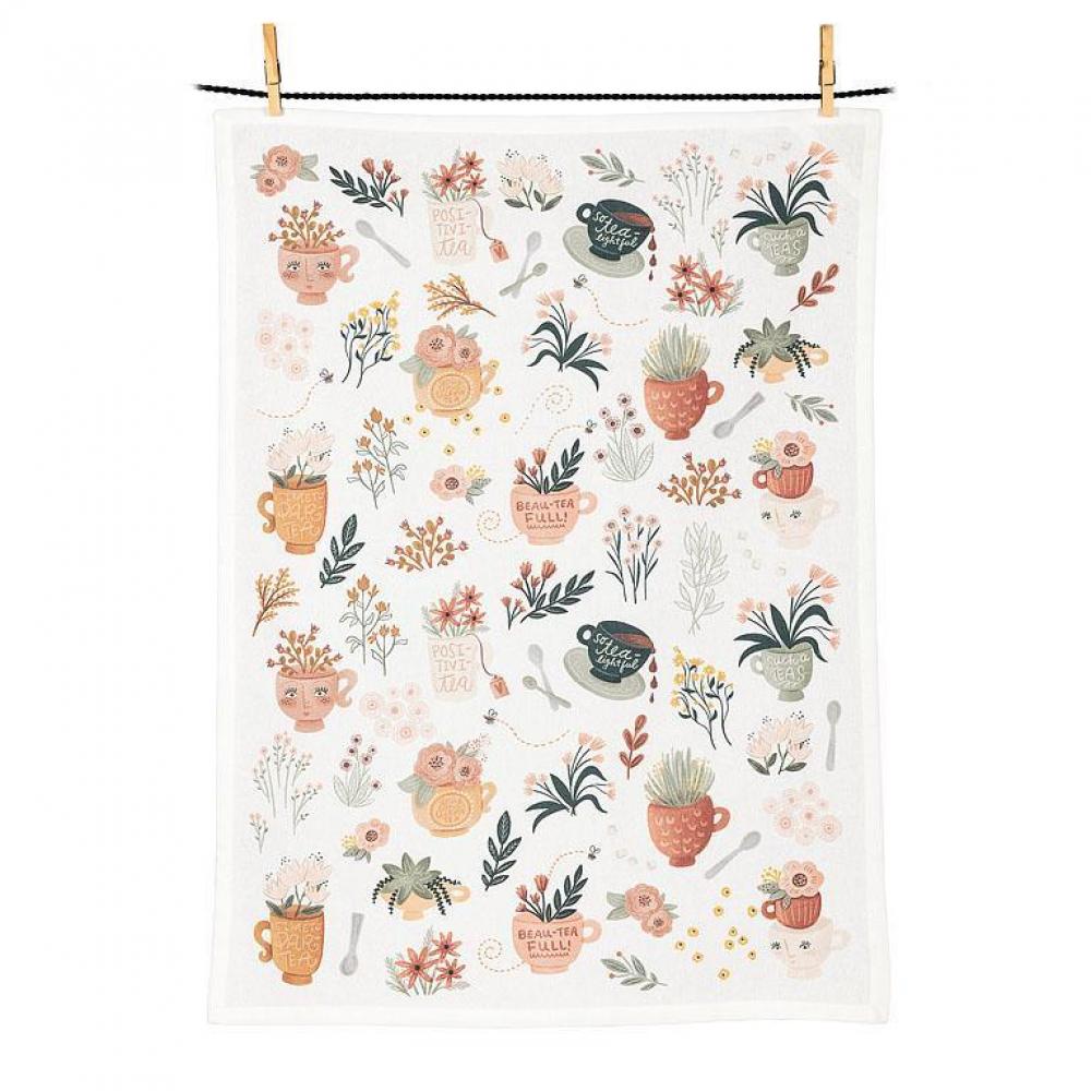 Teapots & Tea Cups Patterned Tea Towel