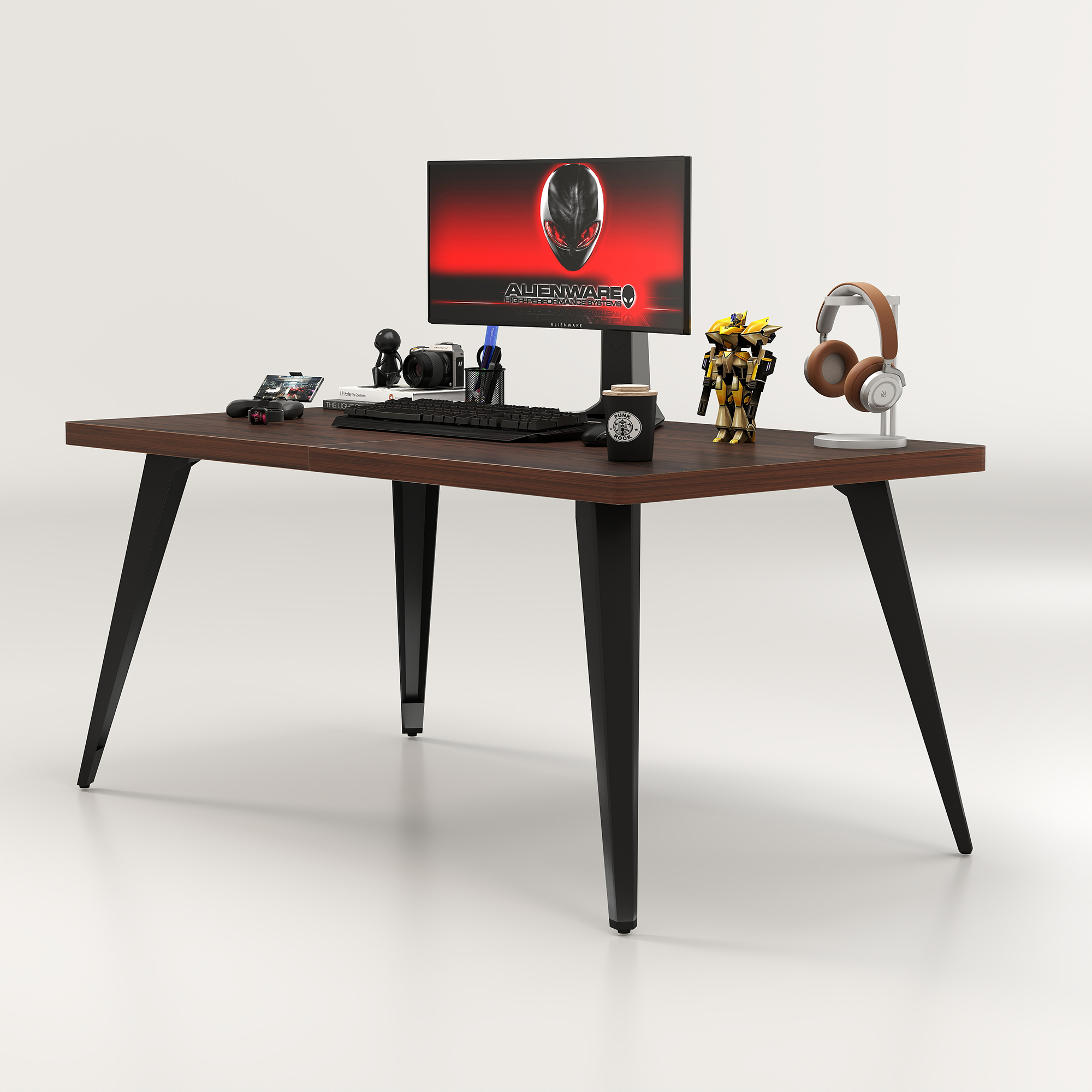 Homy Casa 63 in. Computer Desk with Thick Top and Flat Metal Legs, Multi-Use Meeting Table