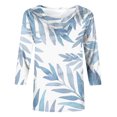 thumbnail image 4 of HKEJIAOI Blouse pour Femmes 3/4 Manches Imprimé Floral Col Rond S Trois-Quarts Manches Femme Haut, 4 of 5