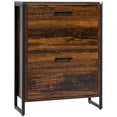 thumbnail image 1 of HOMCOM Rustic 2 Flip Door Shoe Cabinet with Divider and Open Shelf, 1 of 10