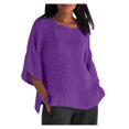 thumbnail image 2 of Blouses Grande Taille pour Femmes T-Shirts Liquidation Manches Courtes Col Rond Coton Ample Blouse, 2 of 6