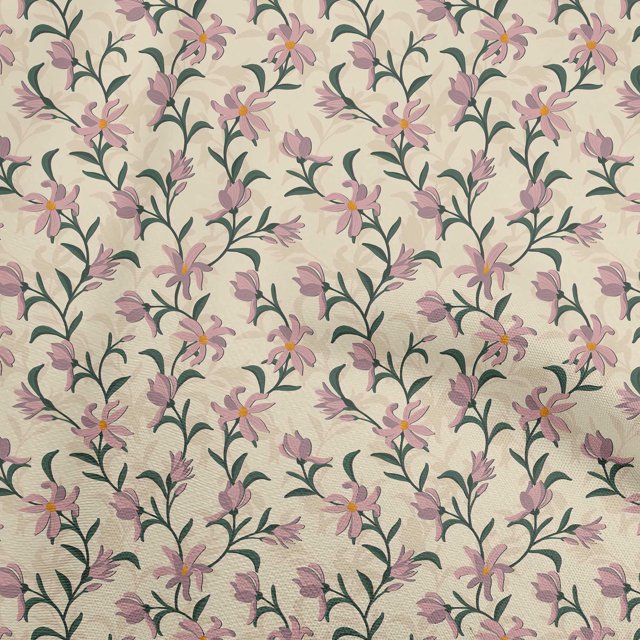 oneOone Cotton Poplin Light Yellow Fabric Floral Retro Craft Projects Decor Fabric Printed By The Yard 56 Inch Wide