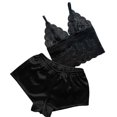 thumbnail image 2 of LSLJS Ensemble Deux Pièces pour Femmes en Dentelle Satinée, Camisole à Bretelles, Hauts, Shorts, Pyjama, Ensembles de Lingerie, 2 of 6