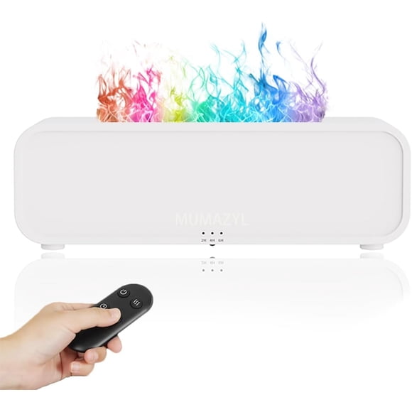 Diffuseur d'Huiles Essentielles, Diffuseur d'Huiles Essentielles à Flamme Colorée Synchronisé avec la Musique, Humidificateur d'Arômes d'Air à Flamme Colorée, Minuterie et Arrêt Automatique Sans Eau Diffuseur 250 ml avec Lumière 7 Couleurs, Télécommande (Blanc)