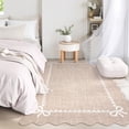 thumbnail image 2 of GlowSol 8'x10' Scalloped Bow Border Area Rug, Modern Solid Washable Rug with Non Slip TPR Backing, Stain Resistant Low Pile Indoor Carpet Mat for Bedroom Hallway Nursery Decor, Camel, 2 of 8
