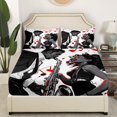thumbnail image 3 of Music Bed Sheets Set King Romantic Saxophone Sheet Set,Minimalist Music Instrument Print Sheets for Kids Woman Men Retro Saxophone Musical Notes Top Sheet,Black And White, 3 of 7