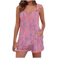 thumbnail image 1 of Yuyuzo Womens Lounge Sets Two Piece Square Neck Tank Tops Wide Leg Shorts with Pockets Matching Outfits, 1 of 7