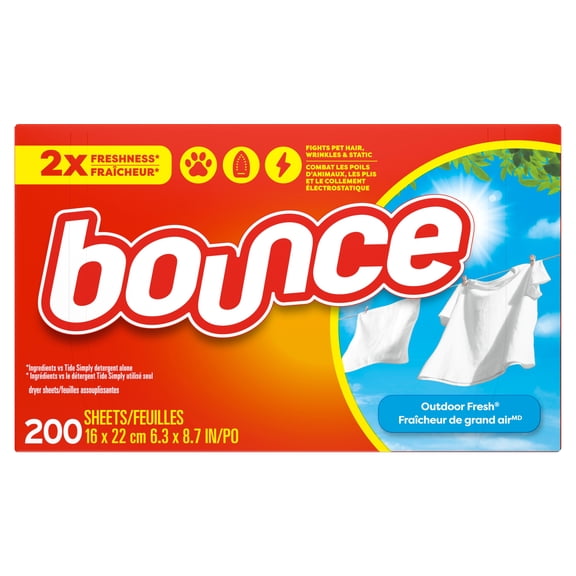 Feuilles assouplissantes Bounce, parfum Fraîcheur de grand air, 200 unités