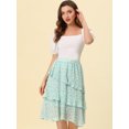 thumbnail image 3 of INSPIRE CHIC Women's Elastic Waist Midi Layered Chiffon Skirt Green M, 3 of 5