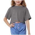 thumbnail image 1 of DecSea T-Shirts Courts d'Été pour Filles, Mode Enfants, Coupe Ample, Col Rond, Manches Courtes, T-Shirts Basiques, 1 of 8