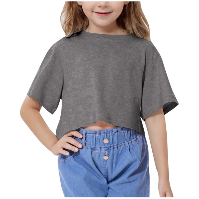 DecSea T-Shirts Courts d'Été pour Filles, Mode Enfants, Coupe Ample, Col Rond, Manches Courtes, T-Shirts Basiques