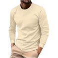 thumbnail image 1 of FAIWAD Mens Long Sleeve Tops Round Neck Basic Pullover Tops Classic Solid Color Lightweight Blouse Tops, 1 of 6
