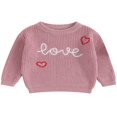 thumbnail image 1 of Baby Valentine Pullover Sweater Knitted Letter Embroidery Fall Winter Warm Tops, 1 of 6