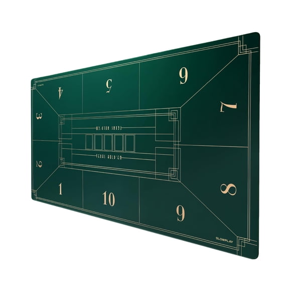 SLOWPLAY Nash 180x90cm Texas Hold'em Poker Mat | Portable Poker Table Top with Art Deco Layout Print, Hemmed Edges, Smooth Surface, and Premium Carrying Bag for Games Everywhere