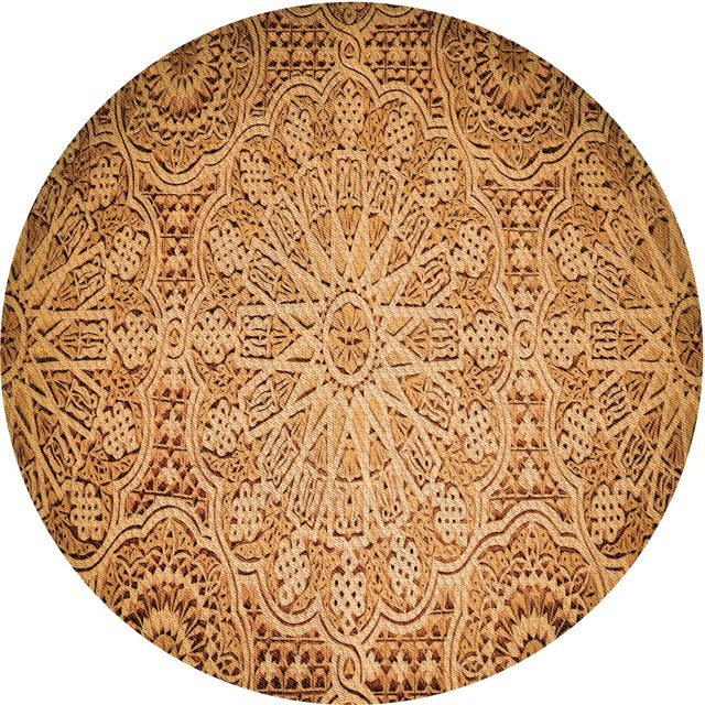 Ahgly Tapis Rond Lavable en Machine Intérieur Transitionnel Brun Selle, 6 Pieds Rond