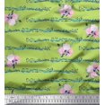 thumbnail image 1 of Soimoi Green Moss Georgette Fabric Leaves & Ranunculus Floral Print Fabric by the Yard 42 Inch Wide, 1 of 3
