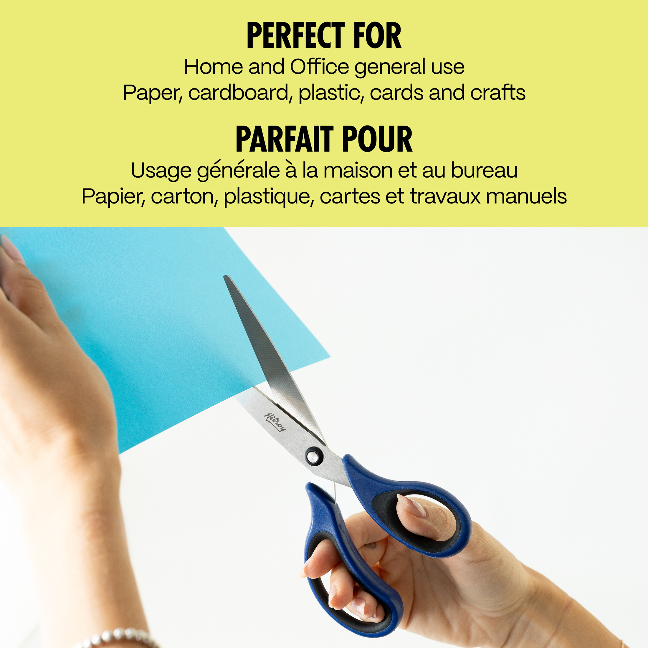 Hilroy Stainless Steel 7-Inch Scissors, Multipurpose Scissors, Blue Handles