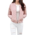 thumbnail image 4 of INSPIRE CHIC Vestes Matelassées pour Femmes Col Montant Fermeture Éclair Manches Raglan Blouson Bomber, 4 of 5