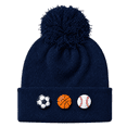 thumbnail image 1 of Charms Kids' Winter Pompom Hat with Removable Mix-and-Match Charms, 1 of 3