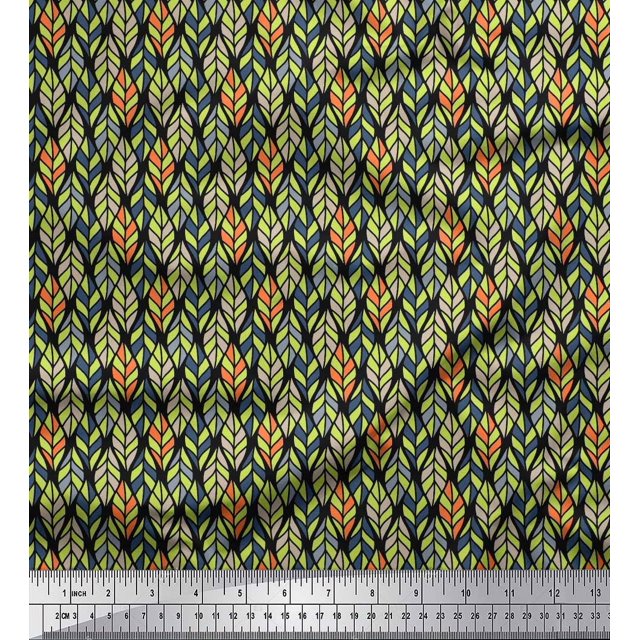 Soimoi Moss Georgette Fabric Leaves Small Fabric Prints by Yard 42 Inch Wide