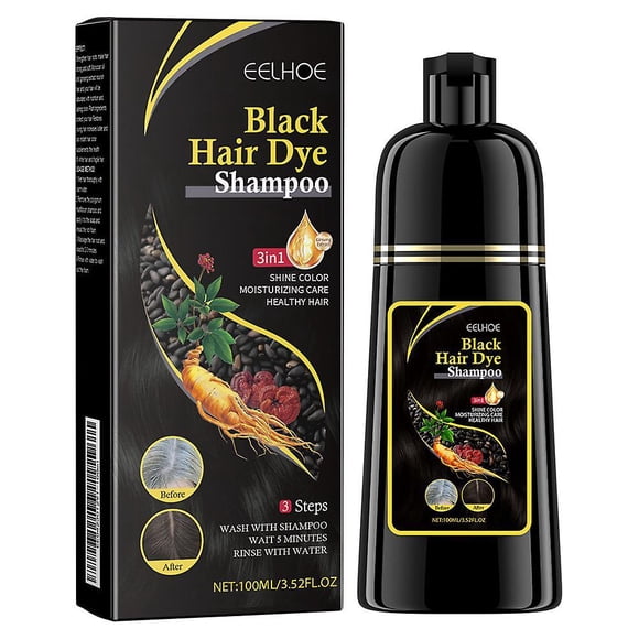 100ml Black Hair Dye Shampoo 3 in 1 for Women & Men 100% Gray Hair Coverage - Herbal Ingredients