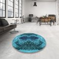 thumbnail image 4 of Ahgly Company Machine Washable Indoor Rectangle Transitional Bright Turquoise Blue Area Rugs, 6' x 9', 4 of 7