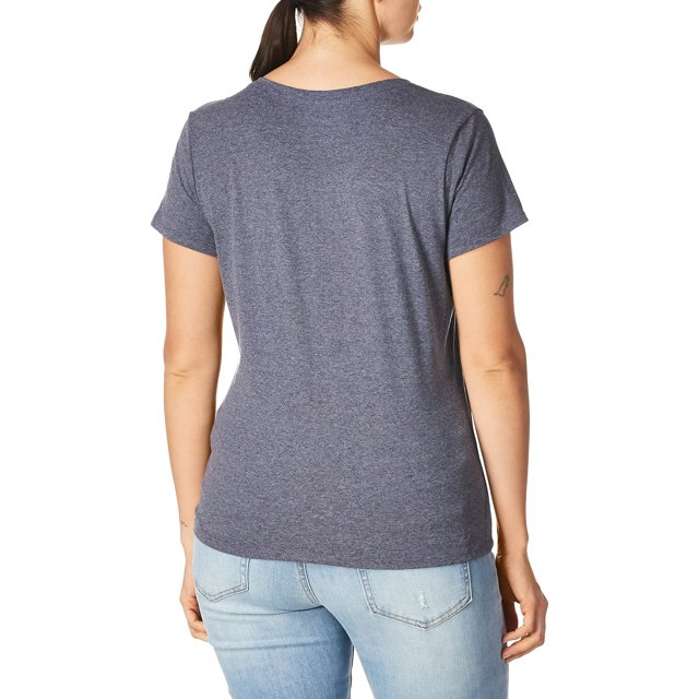 Hanes 00617914395605 Womens Pattern Elephant Short Sleeve V-Neck Tee, Navy Heather - 2XL