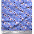 thumbnail image 1 of Soimoi Blue Cotton Poplin Fabric Feathers & Anemone Floral Decor Fabric Printed 1 Yard 42 Inch Wide, 1 of 3