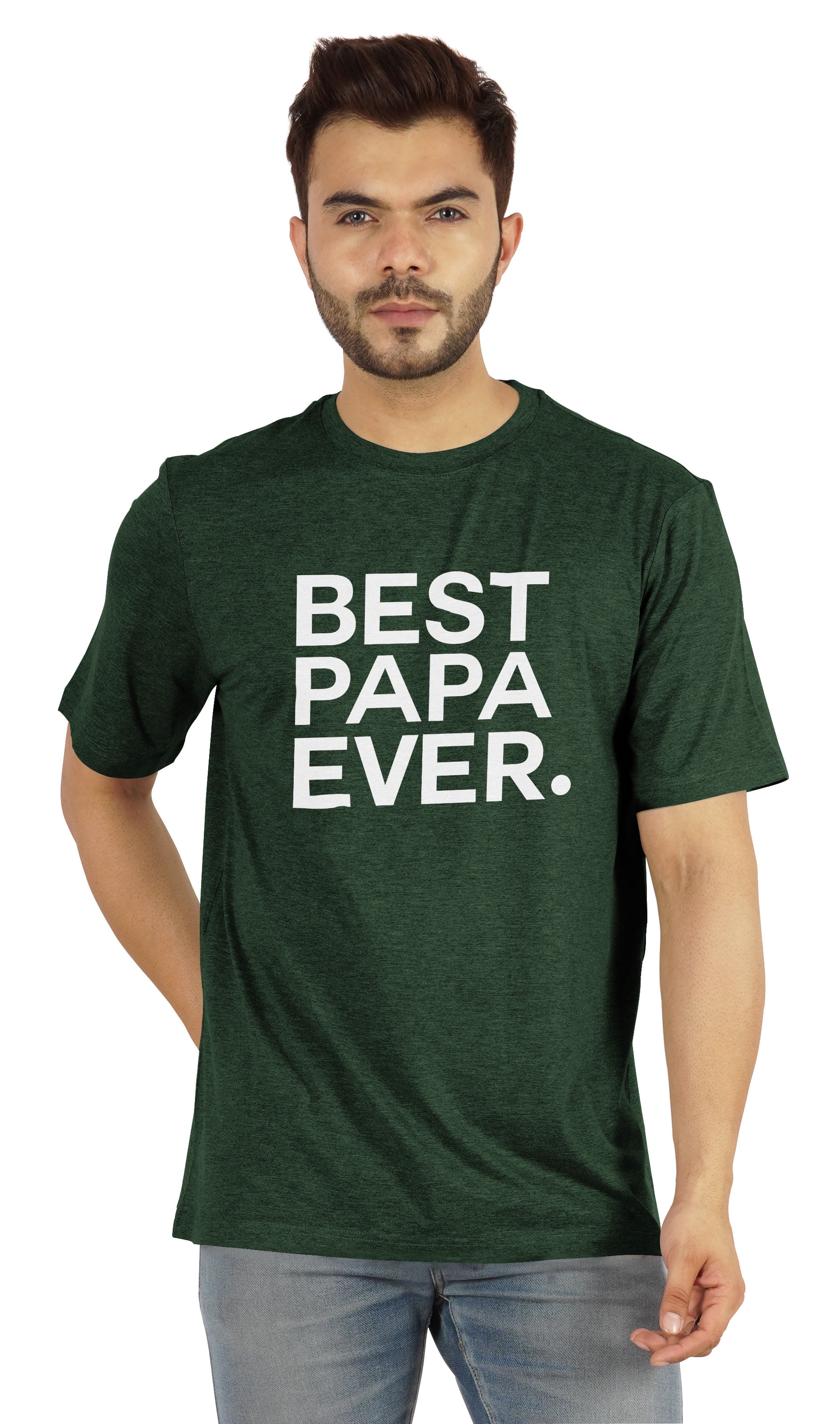 Inkmeso T-Shirt à Col Rond pour Hommes avec Imprimé Graphique Best Papa Ever.€ T-Shirt pour la Fête des Pères