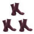 thumbnail image 2 of relayinert Soft Five Toe Socks Stretchable Cotton High Crew Socks Athletic Solid Socks Purple 3Set, 2 of 6