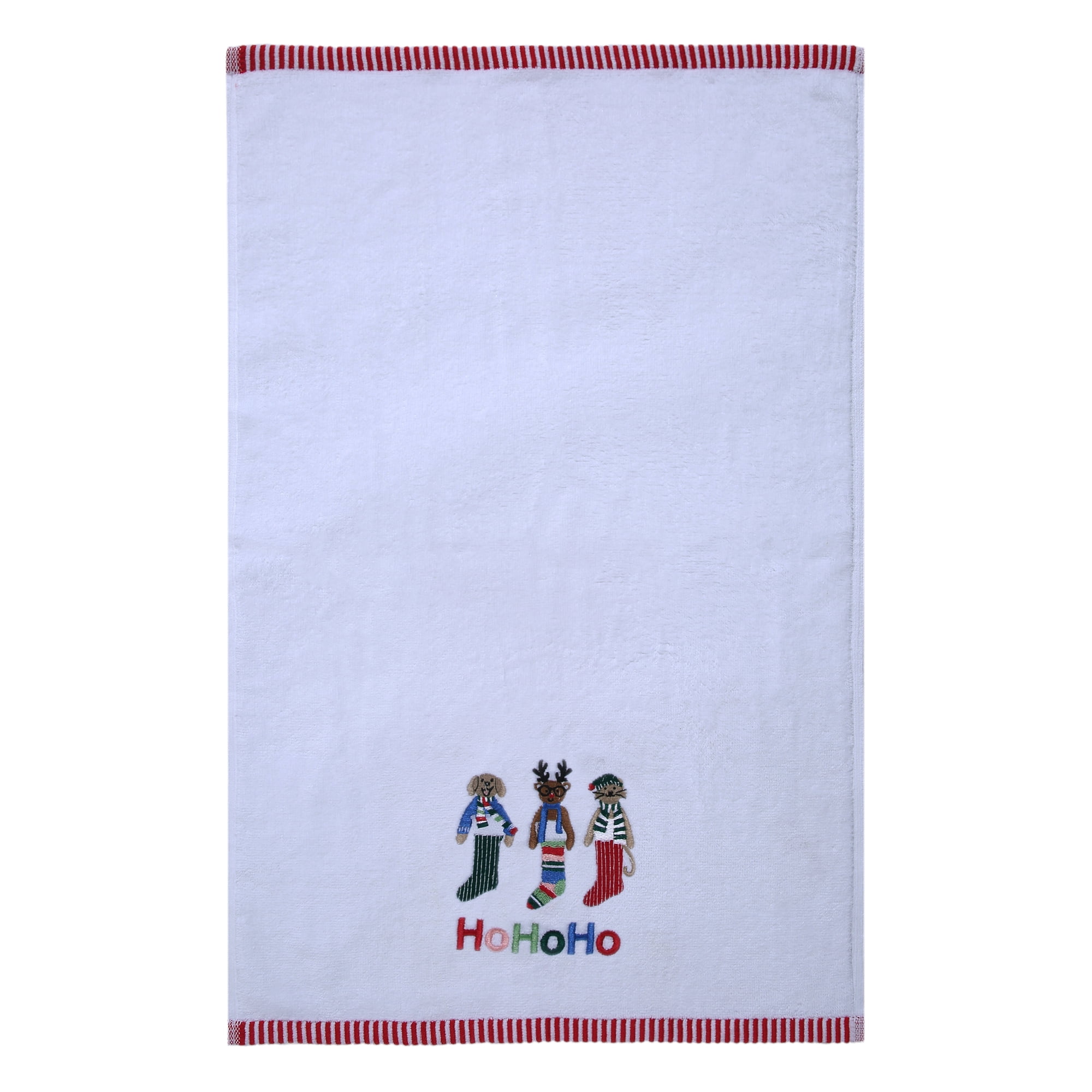 Holiday Time Stocking and Stuffers Embroidery Hand Towels, 2-Pack
