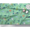 thumbnail image 2 of Soimoi Poly Georgette Fabric Fish,Coral & Starfish Ocean Print Sewing Fabric Yard 42 Inch Wide, 2 of 3