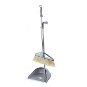 Broom and Dustpan Set Standing Upright Dust Pan with Long Handle Ideal for Dog Cat Pets Home Use