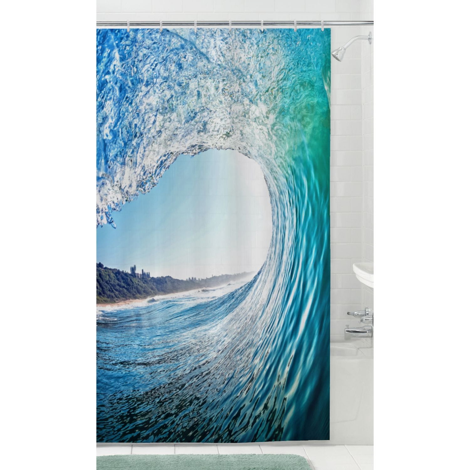 Mainstays Surfs Up PEVA Shower Curtain